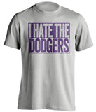 i hate the dodgers colorado rockies fan grey shirt