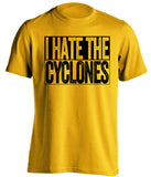 i hate the cyclones iowa hawkeyes fan gold shirt