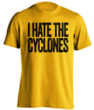 i hate the cyclones iowa hawkeyes fan gold tshirt