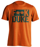 fuck duke orange and green tshirt censored