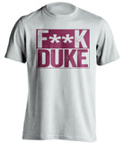 fuck duke white and red tshirt censored