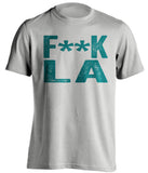 fuck la sharks san jose sharks grey tshirt censored