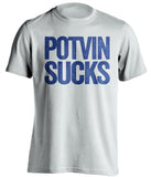 potvin sucks whtie and blue tshirt for ny rangers fans