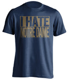 i hate notre dame blue shirt for pitt fans