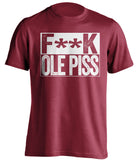 fuck ole piss miss alabama crimson tide red shirt censored