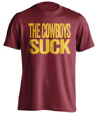 the cowboys sucks red shirt washington redskins fan