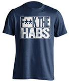 fuck the habs navy and white tshirt censored