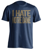 pitt panthers blue shirt says i hate notre dame