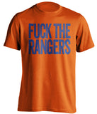 fuck the rangers NYI islanders fan uncensored orange tshirt