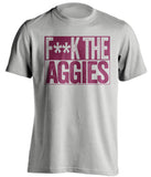 fuck the aggies grey and red tshirt censored