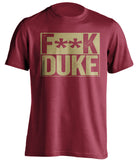 fuck duke red and old gold tshirt censored