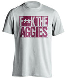 fuck the aggies white and red tshirt censored