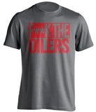 fuck the oilers grey and red tshirt censored