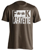 fuck lafayette brown and white tshirt censored