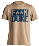 fuck duke old gold and navy tshirt censored